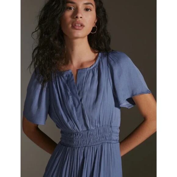 Anthropologie Dress Women Small The Somerset Maxi Blue Tiered Boho Romantic Flow - Picture 2 of 13